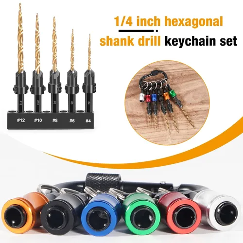 Miniatura 2 de FACAINCXS Juego de 12 brocas avellanadoras con soporte para brocas, #4#6#8#10#12 Broca cónica para carpintería, brocas piloto M2 profundidad