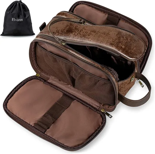 Miniatura 18 de Elviros - Bolsa de aseo de viaje para hombre, gran kit de afeitado Dopp resistente al agua, organizador de artículos de baño, bolsas cosméticas