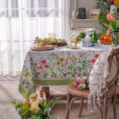 Miniatura 3 de SUTAVIA Mantel de encaje floral impermeable, rectangular, lavable, para el hogar, vacaciones, Acción de Gracias, Navidad, fiesta, comedor