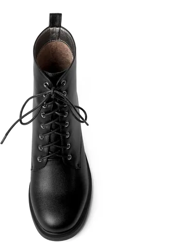 Miniatura 107 de ROSERWISH Botas altas de tacón bajo y grueso para mujer, con cordones, cómodas, modernas, con puntera redonda, de 2.5 pulgadas