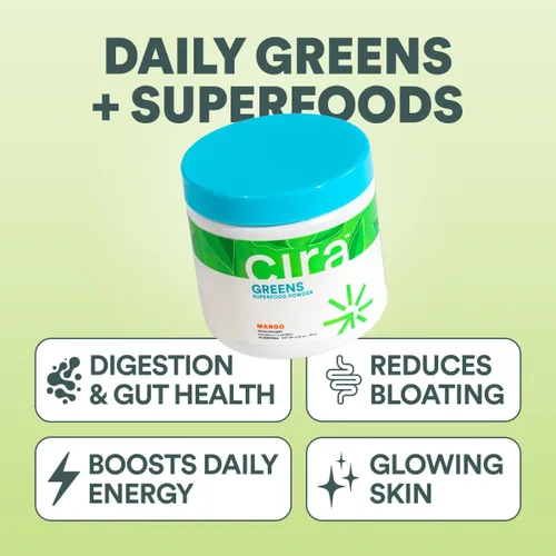 Miniatura 2 de Cira Daily Greens - Polvo de superalimento de espirulina orgánica endulzado naturalmente con ingredientes ricos en antioxidantes para deshinchazón