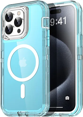 Miniatura 35 de AICase Funda transparente para iPhone 16e/13/iPhone 14, compatible con MagSafe 3 en 1, resistente protección contra caídas, cuerpo completo, a