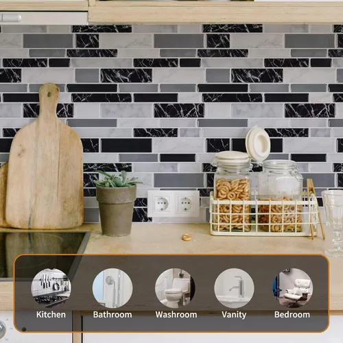 Miniatura 3 de WOWSTAR 10 hojas de azulejos autoadhesivos para salpicaduras en la pared de la cocina, azulejos adhesivos para salpicaduras en la cocina