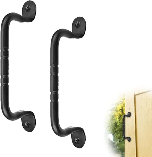 Miniatura 11 de Paquete de 2 manijas decorativas negras de 4.5 pulgadas, manija decorativa de puerta de hierro, manija de puerta de metal rústico para puertas Negro
