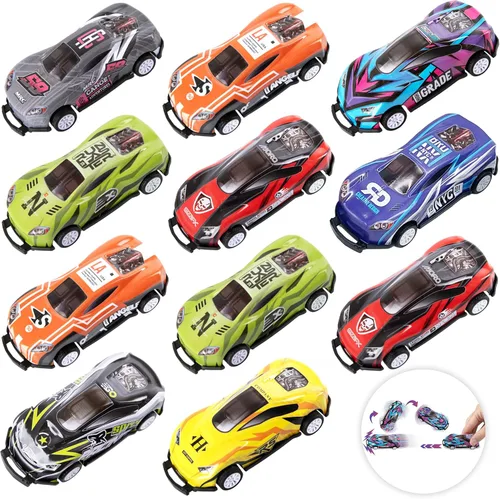 ArtCreativity Coches de carreras con tapa para niños, juego de 12 autos de juguete en 8 diseños, mini autos de carreras fundidos a presión para