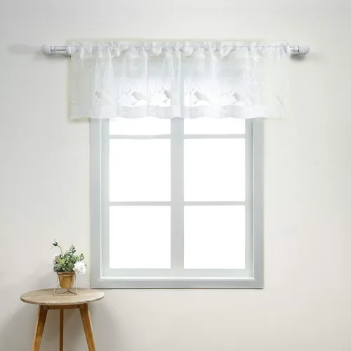Miniatura 21 de VOGOL Juego de cortinas transparentes bordadas y cenefas para sala de estar, con bolsillo para barra blanca, par de cortinas traslúcidas