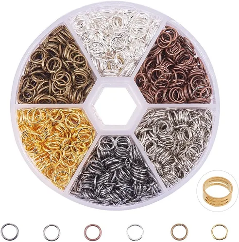 Miniatura 9 de PH PandaHall Anillo de salto abierto de hierro, 3300 unidades, 6 colores, anillos o sin soldar, 0.157 in, calibre 21, conector de joyería de metal