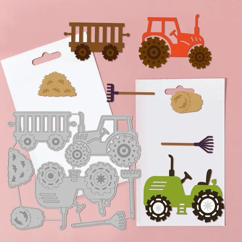 Miniatura 3 de GLOBLELAND Troqueles de corte de carrito de paja para hacer tarjetas, granja, pajar, camión, troqueles para bricolaje, álbumes de recortes, diario