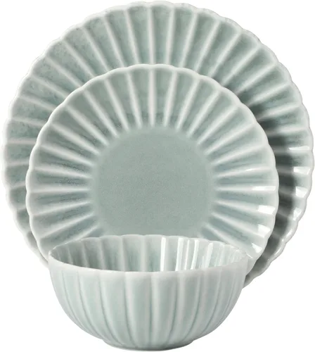 Miniatura 9 de Gibson Elite Peach Orchard 12-Piece New Bone China Dinnerware Set Service for 4, Embossed Fluted Plates and Bowls, Dishwasher and Microwave Safe