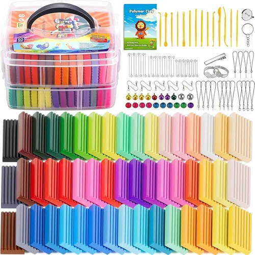 Miniatura 12 de CiaraQ - Kit de iniciación de arcilla polimérica, arcilla para modelar para horno con herramientas de escultura, 70 colores, 3.69 lbs