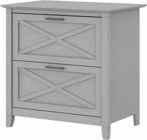 Miniatura 12 de Bush Furniture Key West – Archivador lateral con 2 cajones, color cereza Roble blanco puro.