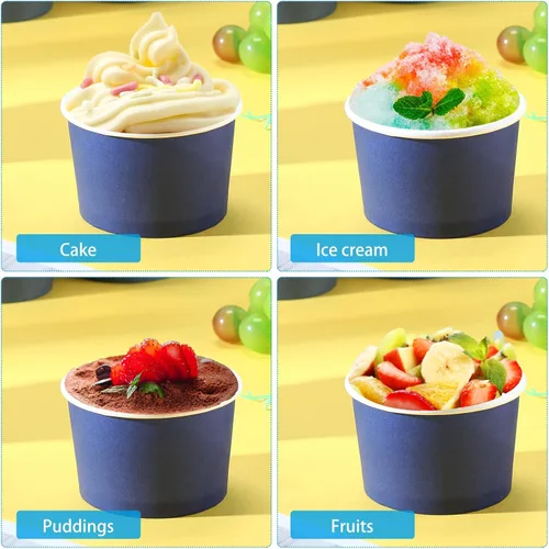 Miniatura 5 de Didaey 100 cuencos de papel desechables para helados, recipientes de postre para yogur, recipientes desechables para postre de yogur para alimentos