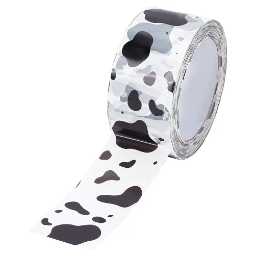 1 rollo de cinta decorativa de aproximadamente 109.36 yardas, cinta decorativa de plástico con estampado de vaca, cinta adhesiva adhesiva impresa