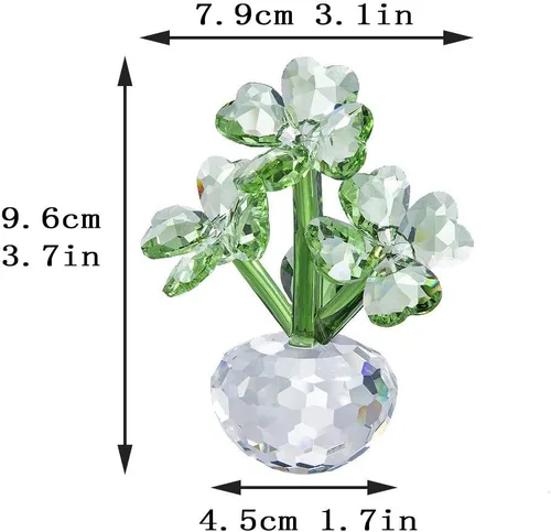 Miniatura 3 de QFkris Crystal Flower Dreams - Figura coleccionable de trébol de cuatro hojas, estatuas de flores de vidrio de 3.7 pulgadas para centro de mesa