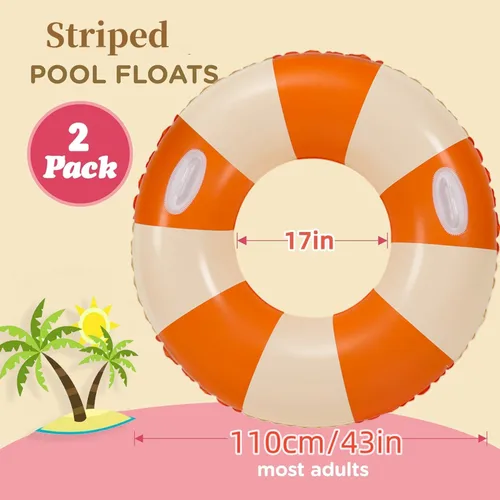Miniatura 2 de Anillo de natación grande con asas para adultos, anillos clásicos de piscina de 47 pulgadas, tubos interiores de piscina, flotadores inflables