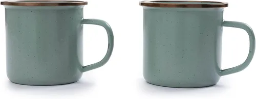 Miniatura 15 de Barebones Juego de 2 tazas de café esmaltadas de 16 onzas, taza de campamento con borde de acero inoxidable