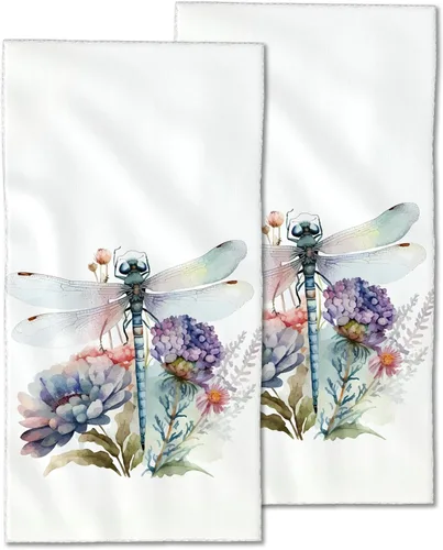 Miniatura 9 de Paquete de 2 toallas de mano para baño, divertidas toallas decorativas de jirafa con flores, toallas suaves altamente absorbentes para baño, playa