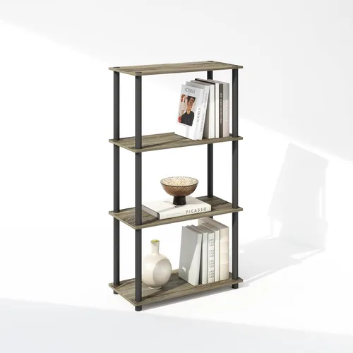 Miniatura 25 de Furinno Turn-N-Tube Estantes de almacenamiento, estante esquinero de 4 niveles, estante de exhibición de montaje sin herramientas, estantería