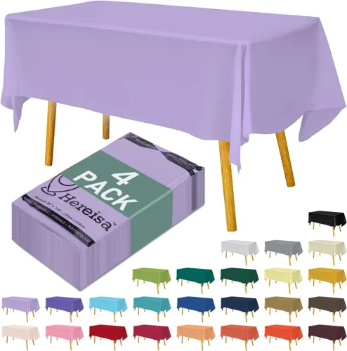 Miniatura 60 de Paquete de 3 manteles de plástico desechables de 54 x 108 pulgadas, manteles de color blanco hueso, manteles de fiesta nupcial para fiestas
