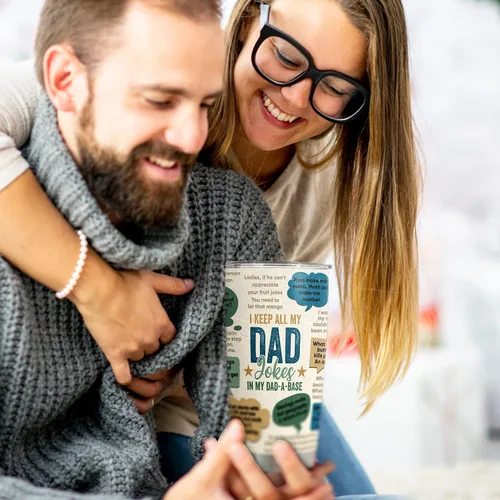 Miniatura 5 de Best Dad Ever Gifts – Dad Jokes - Regalo del día del padre de hija e hijo, vaso de acero inoxidable con tapa y pajitas, 20 onzas