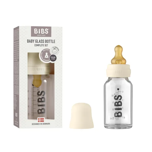 Miniatura 14 de BIBS Biberón de cristal para bebé. Anti-cólico. Pezón redondo de látex de caucho natural. Soporta lactancia materna, juego completo - 3.7 fl oz, nube