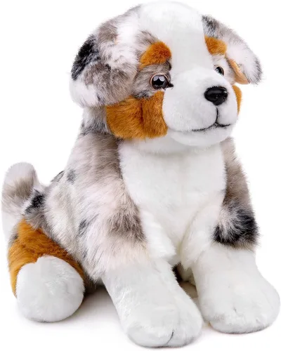FRANKIEZHOU Perro de pastor australiano de peluche realista de 14 pulgadas, animal de peluche para niñas, decoración del hogar, juguete para abrazar
