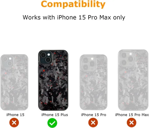 Miniatura 5 de Grip Series - Funda para iPhone 15 con fibra de carbono forjada real, diseño de bordes agarres, compatible con carga inalámbrica, compatible