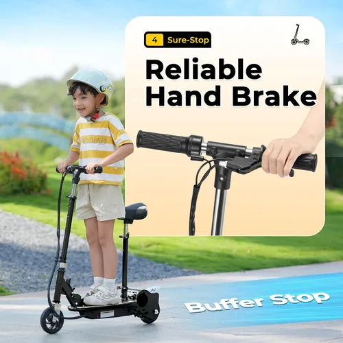 Miniatura 4 de Zupapa Scooter eléctrico con asiento para niños de 6 a 12 años, neumático de 6 pulgadas, hasta 10 mph y 70 minutos de tiempo de conducción