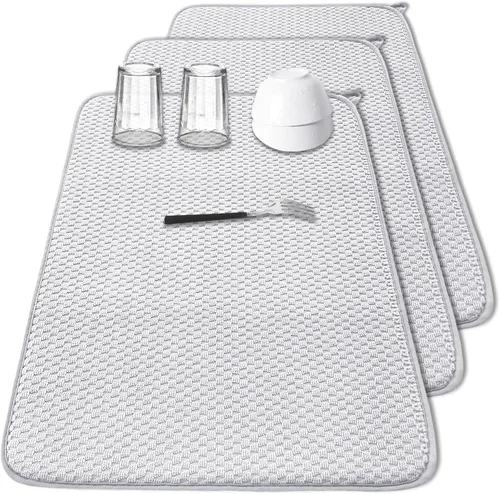Miniatura 9 de Paquete de 2 alfombrillas de microfibra para secar platos, escurridor de platos absorbente para encimera de cocina, almohadillas de secado de platos