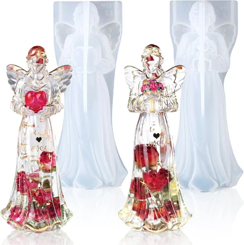 Miniatura 8 de LET'S RESIN Moldes de resina epoxi de figuras de ángel, moldes de silicona de ángel grandes para flores preservadas, regalos de cumpleaños