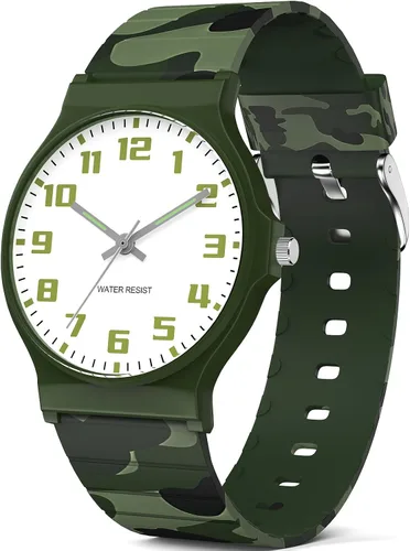 Miniatura 20 de Reloj analógico para niños y niñas, resistente al agua hasta 30M, reloj deportivo para niños, fácil de leer, con esfera fina, correa suave
