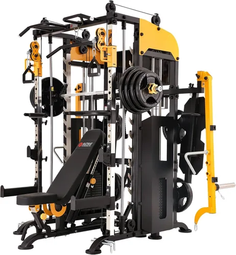 Miniatura 4 de Altas Strength Máquina Smith 3061B con brazos de palanca ajustables, relación de polea 2:1, sistema de gimnasio en casa, estante para sentadillas