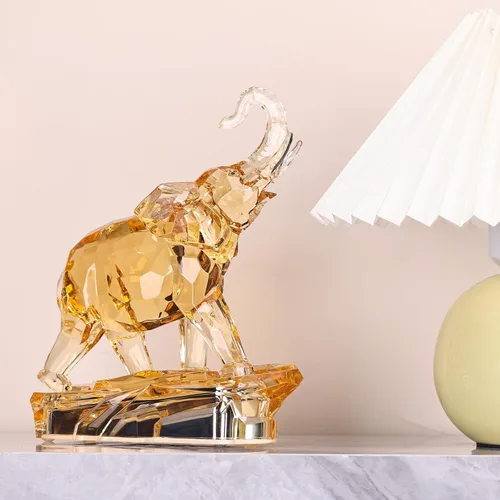 Miniatura 4 de Figuras acrílicas transparentes de elefante con acabado de cristal, estatuas africanas de alta gama para decoración del hogar, elefante con tronco