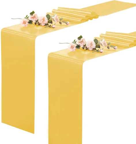 Miniatura 12 de Paquete de 2 caminos de mesa negros de 12 x 108 pulgadas, camino de mesa rectangular de seda satinada suave para bodas, banquetes, decoración