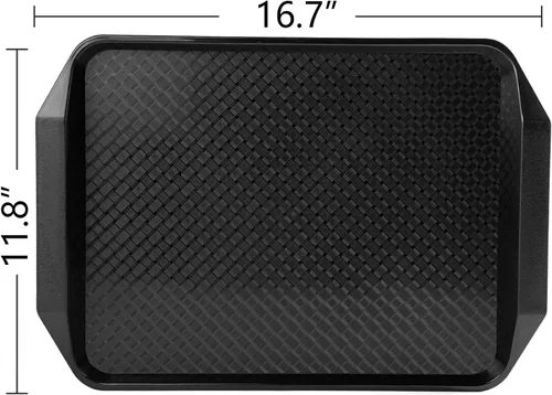 Miniatura 4 de Aebeky Bandeja de plástico para comida rápida, 16.7 x 11.8 pulgadas, juego de 12 (negro)