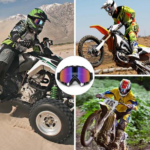 Miniatura 7 de Paquete de 2 gafas para motocicleta, ATV Dirt Bike Motocross, accesorios de equitación para hombres y mujeres, gafas de esquí con cuello