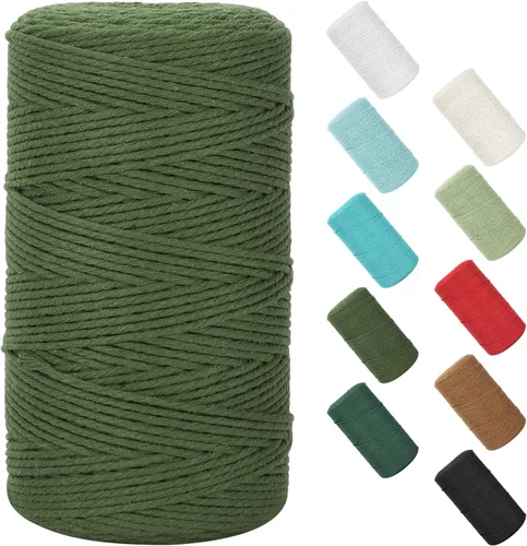 Miniatura 73 de Cordón de macramé de 0.079 in x 380 yardas (1140 pies), cuerda de algodón natural para colgar en la pared, ganchos de plantas, manualidades, Beige