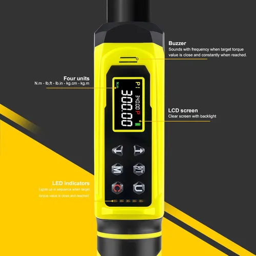 Miniatura 3 de ATsafepro Llave Dinamométrica Digital - Impulsor de 1/2 Pulgada y 5.1-340Nm (3.8-250.8 ft-lb), Llave Dinamométrica de Servicio Pesado con Zumbador
