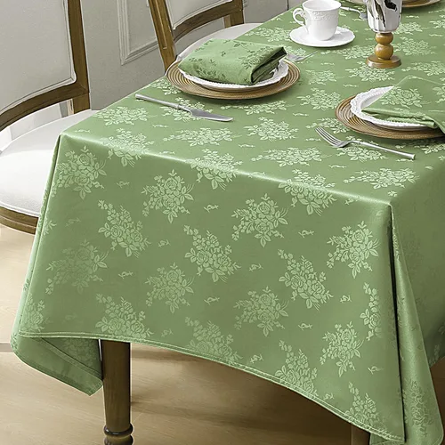 Miniatura 13 de Romanstile Mantel rectangular de jacquard, resistente al agua, elegante, con patrón floral de rosa damasco, mantel decorativo de poliéster lavable
