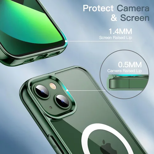 Miniatura 6 de JETech Funda magnética para iPhone 13 de 6.1 pulgadas, compatible con carga inalámbrica MagSafe, a prueba de golpes, parte trasera transparente
