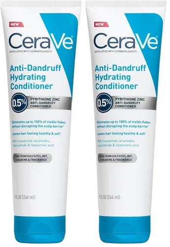 CeraVe Acondicionador hidratante anticaspa, tratamiento de caspa de zinc piritiona al 0.5% con ceramidas, ácido hialurónico y niacinamida, ayuda a