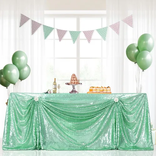 Miniatura 82 de PartyDelight Mantel de lentejuelas redondo de 50 pulgadas, color dorado claro, adorno de mesa para decoración de bodas, fiestas, cumpleaños