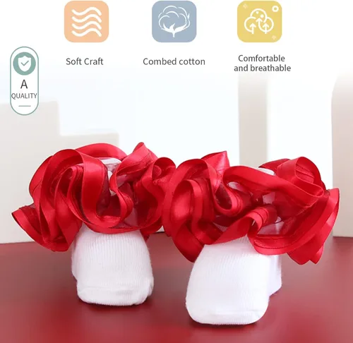 Miniatura 2 de TONGXiNHUA and three Chinese characters 8 Pairs Ruffle Socks for NewbornInfantToddlerLittle Girls
