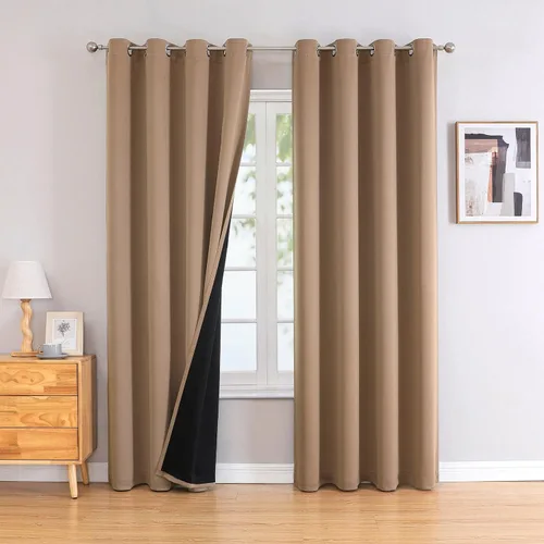 Miniatura 23 de ChrisDowa - Cortinas 100% opacas, para dormitorio, con forro negro, 2 capas gruesas, aislamiento térmico y ojales, 63 pulgadas de largo, juego de 2