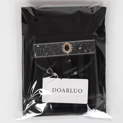 Miniatura 4 de Bolsa de cartas de tarot, mantel de adivinación, encaje de río estrella, parte inferior de partículas de terciopelo grueso con bolsa de tarot (negro)