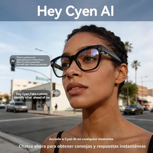Miniatura 4 de Lentes inteligentes AI con cámara, lentes de cámara HD de 8 MP para hombres, mujeres, gafas de grabación AI con asistente de voz, audio de oído