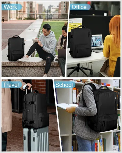 Miniatura 8 de VECAVE mochila para laptop de viaje, mochila para llevar en vuelos, mochila casual para deportes y universidad, A-Negro, Pequeño, Mochilas de viaje