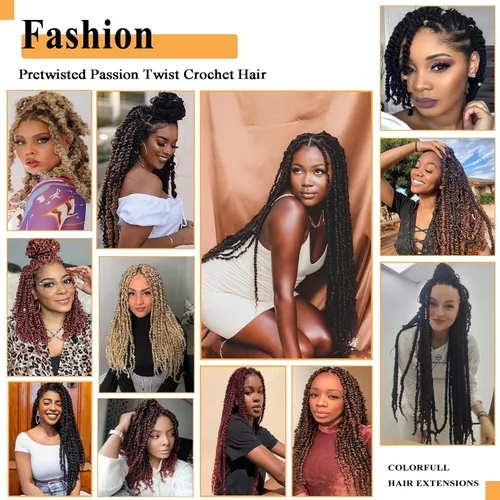 Miniatura 5 de Cabello Corto PassionTwist de 8 Pulgadas Cabello Pre-retorcido Passion Twists Cabello de Ganchillo Pre-enrollado Cabello Rizado de Ganchillo para 1b