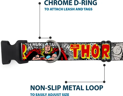 Miniatura 5 de Clip de plástico para collar de perro, The Mighty Thor Action Poses de 9 a 15 pulgadas y 1.0 pulgadas de ancho