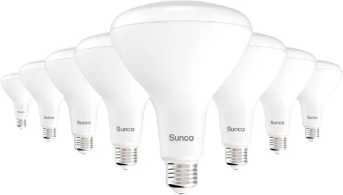 Sunco - Paquete de 8 bombillas LED BR40, luces de inundación para interiores, bombilla empotrada, 1400 LM, 17 W (equivalente a 100 W), blanco cálido